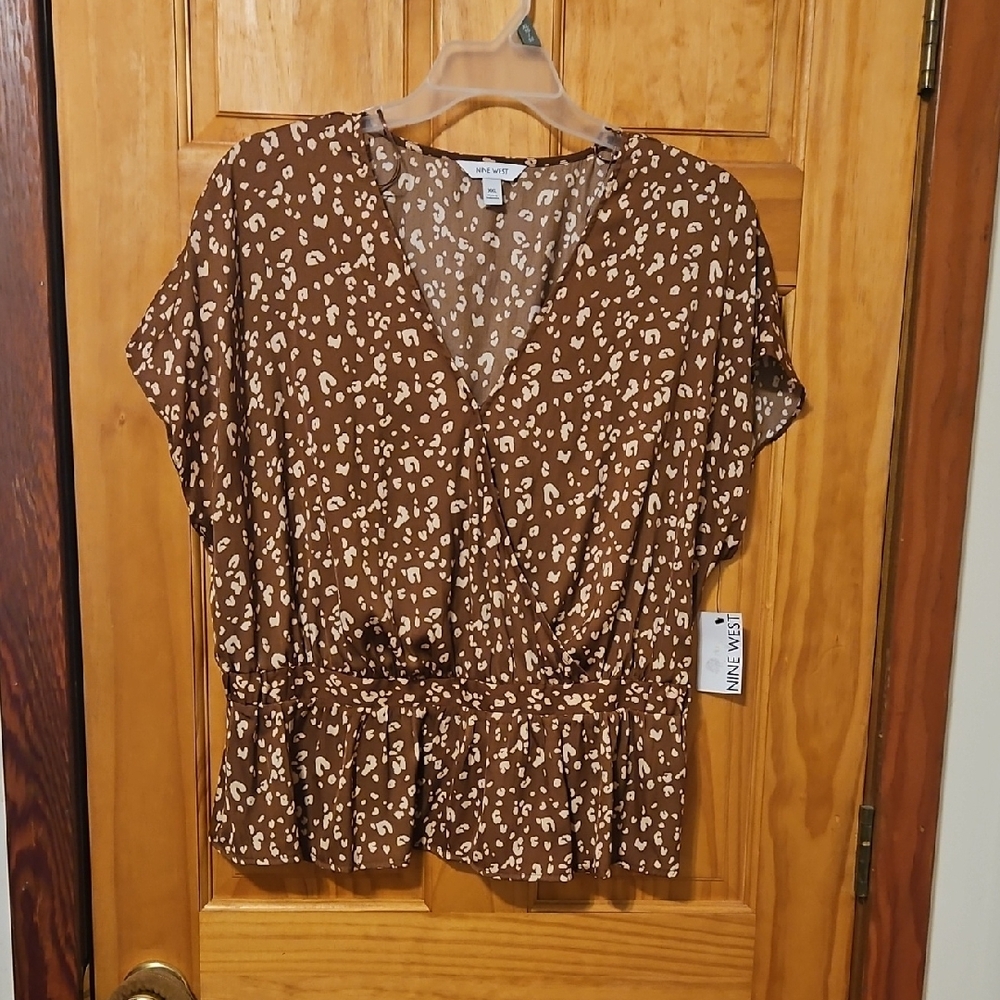Brown Animal Print Women's Top